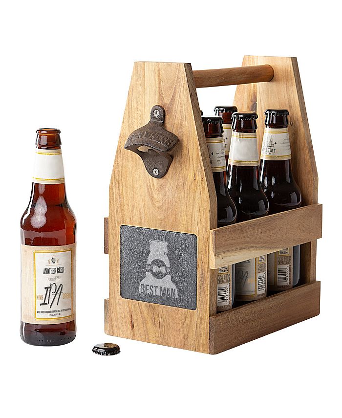 Cathy's Concepts Best Man Acacia Slate Beer Carrier with Magnet and ...