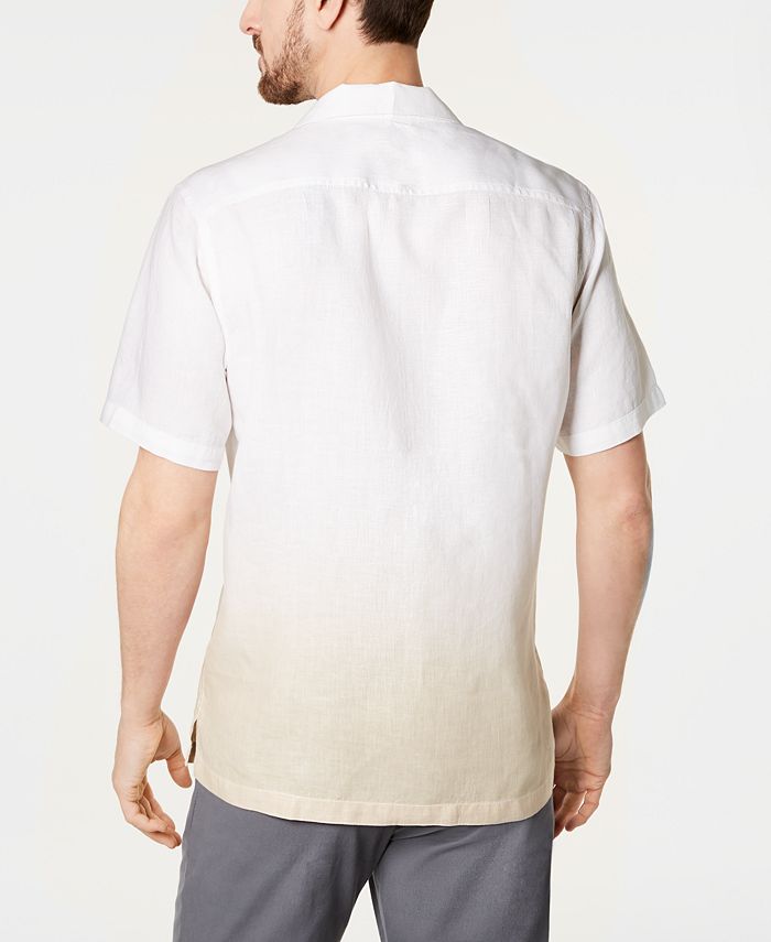 Tasso Elba Men's Ombré Camp Collar Linen Shirt, Created for Macy's - Macy's