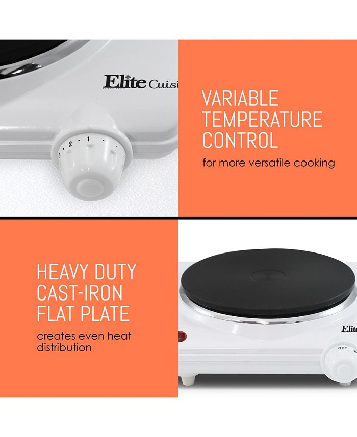 Elite Gourmet Elite Cuisine Countertop Double Flat Burner, Electric Hot  Plate with Temperature Controls, 1500W - Macy's