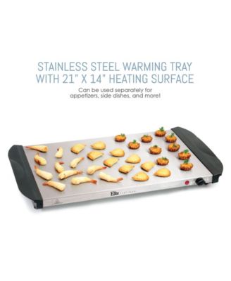 7.5Qt. Triple Buffet Server Food Warmer with Temperature Control and Clear Slotted Lids