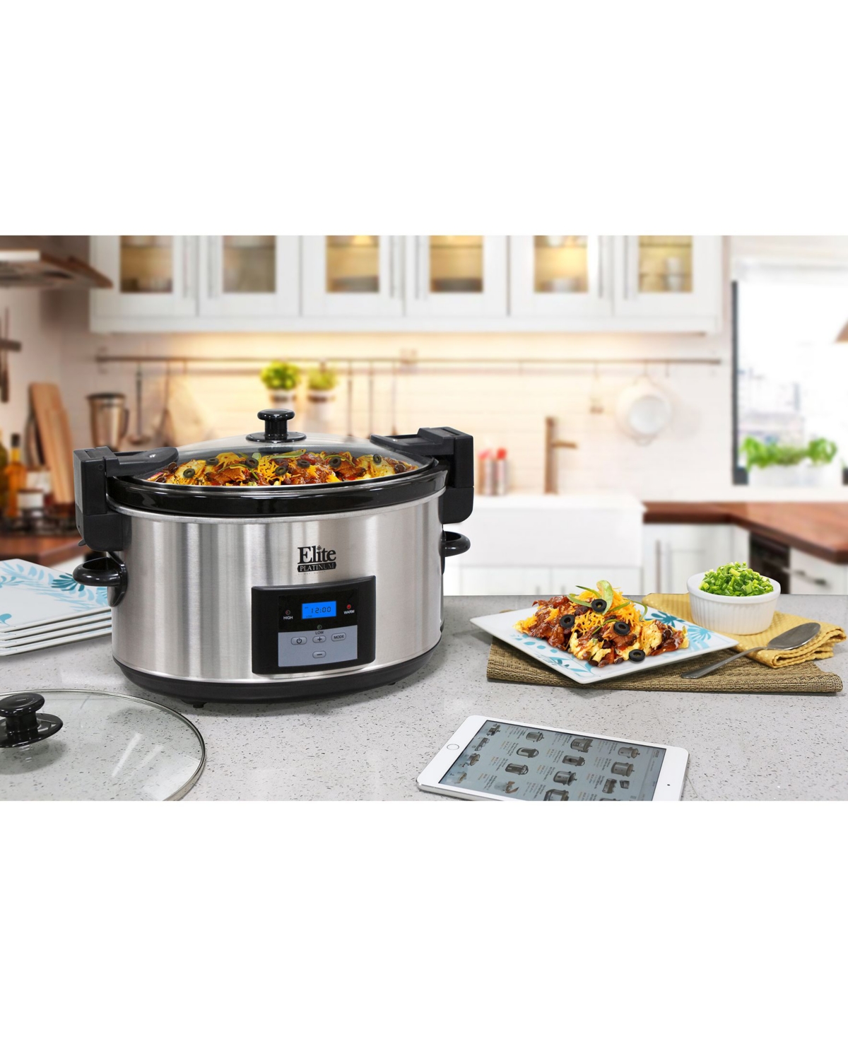 Elite PlatinumProgrammable Slow Cooker with locking lid - Stainless Steel
