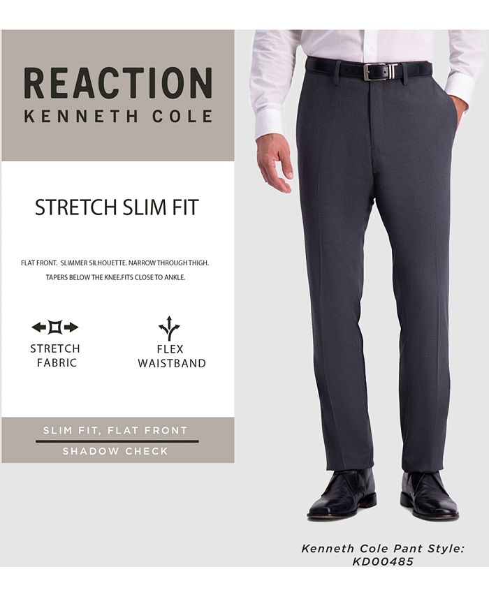 Kenneth Cole Reaction - Men's Slim-Fit Shadow Check Dress Pants