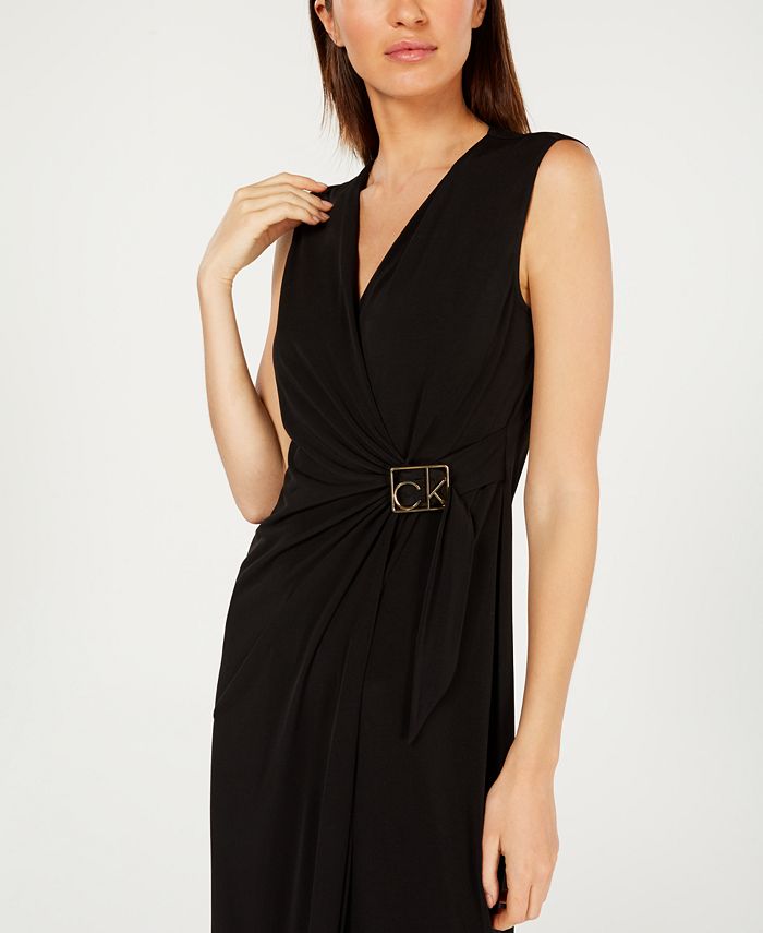 Calvin Klein Draped Cropped Jumpsuit - Macy's