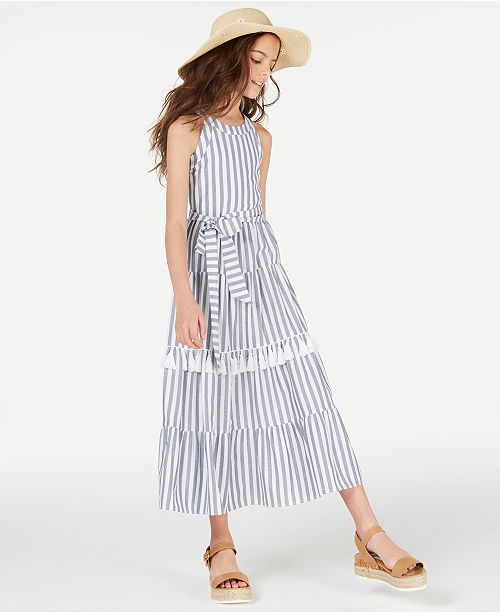 Rare Editions Big Girls Pom Pom Striped Cotton Maxi Dress Reviews All Girls Dresses Kids Macy S