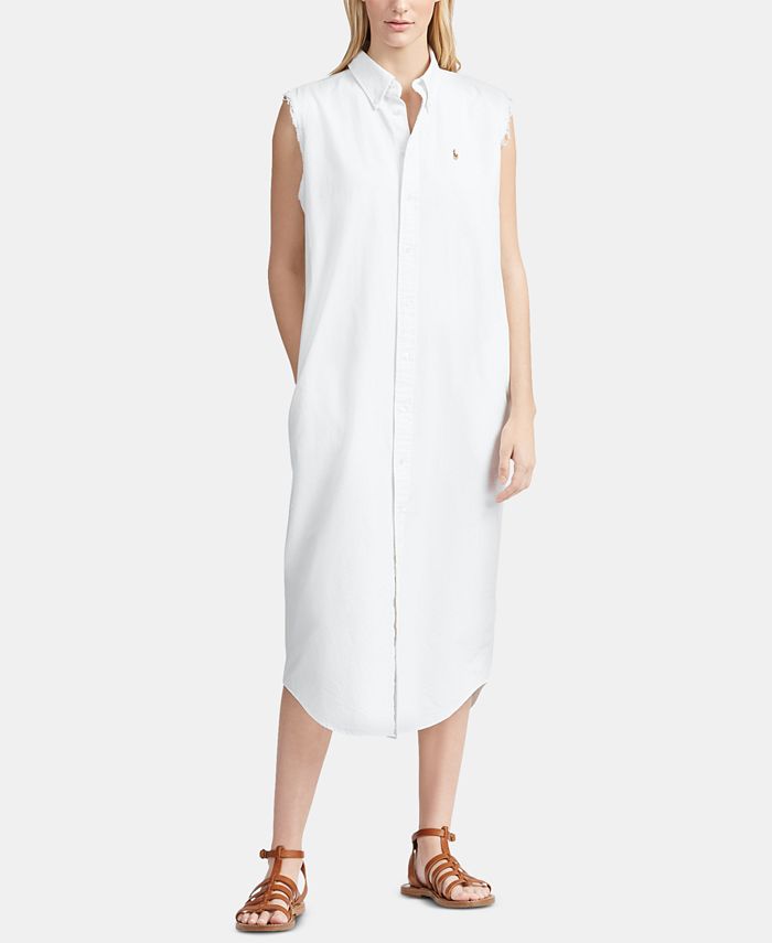 cube girl Estimate Polo Ralph Lauren Sleeveless Oxford Cotton Shirtdress - Macy's