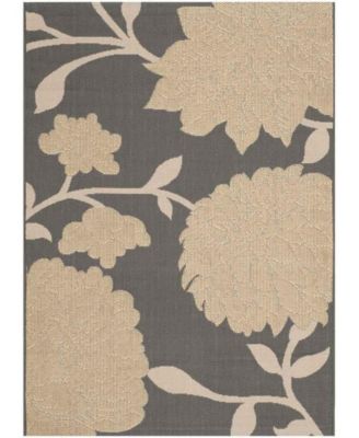 Courtyard CY7321 Anthracite and Beige 5'3" x 7'7" Sisal Weave Outdoor Area Rug