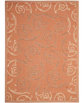 Courtyard CY7108 Terracotta and Cream 8' x 11' Outdoor Area Rug