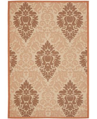 Courtyard CY7133 Cream and Terracotta 5'3" x 7'7" Outdoor Area Rug