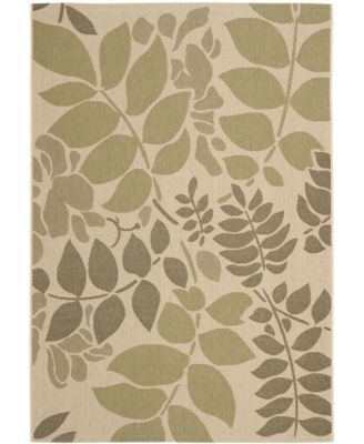 Courtyard CY7015 Cream and Green 8' x 11' Outdoor Area Rug