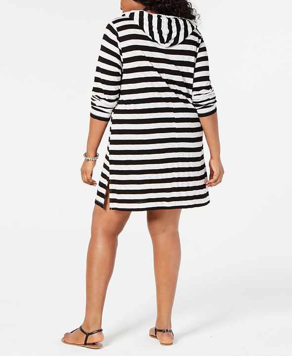 Miken Plus Size LongSleeve Hooded Swim CoverUp & Reviews Swimwear