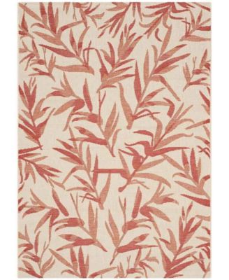 Courtyard CY7425 Beige and Terracotta 5'3" x 7'7" Sisal Weave Outdoor Area Rug