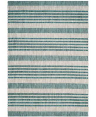 Courtyard CY8062 Gray and Blue 8' x 11' Outdoor Area Rug