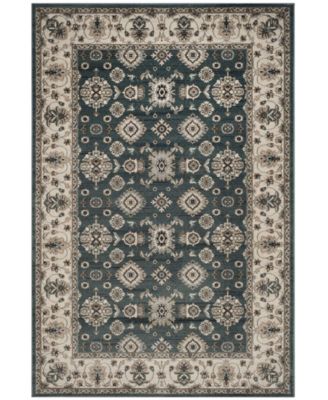 Lyndhurst LNH332 Teal and Cream 5'3" x 7'6" Area Rug