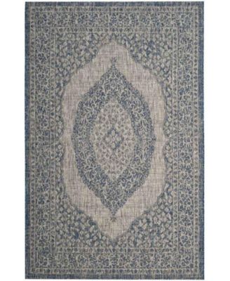 Courtyard CY8751 Light Gray and Blue 5'3" x 7'7" Sisal Weave Outdoor Area Rug