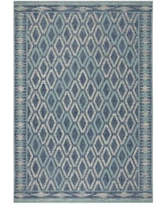 Courtyard CY8531 Navy and Aqua 5'3" x 7'7" Outdoor Area Rug