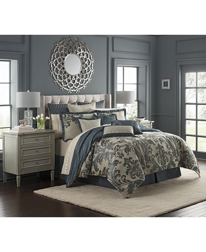 Waterford CLOSEOUT! Everett Teal Reversible California King 4 Piece Comforter Set Macy's