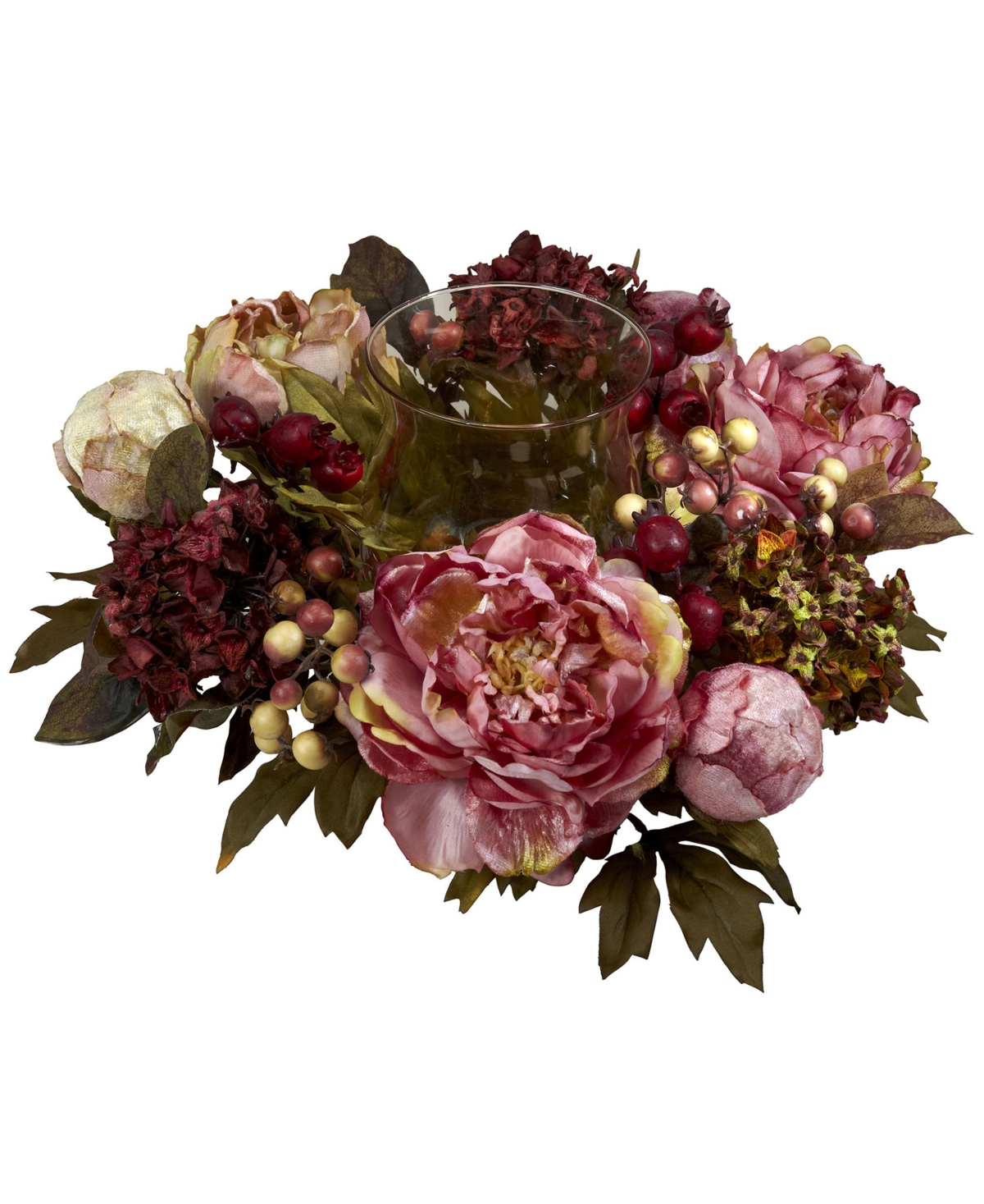 NEARLY NATURAL PEONY HYDRANGEA CANDELABRUM 