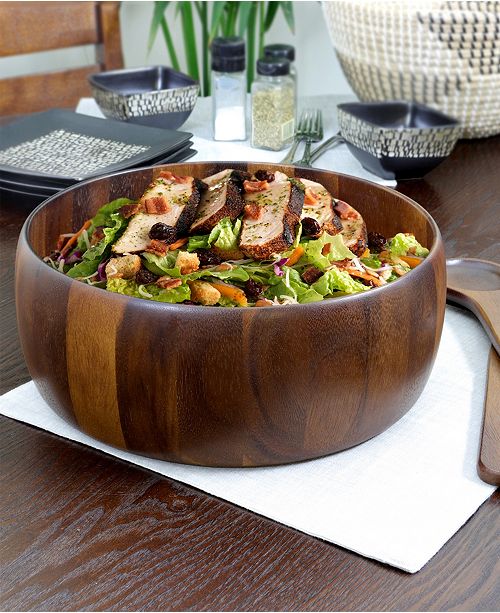 Chestnut 3 Piece Salad Bowl with Servers Set & Reviews Serveware Dining Macy's