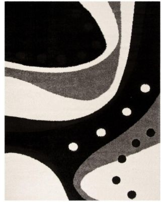 Florida Shag SG473 Black and Ivory 8' x 10' Area Rug