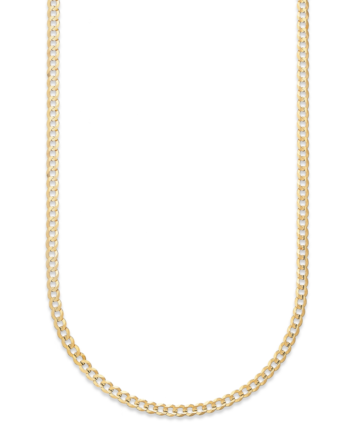 Italian Gold Curb Chain 22" Necklace (3-3/5mm) in Solid 14k Gold