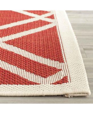 Courtyard CY6923 Red and Bone 5'3" x 7'7" Sisal Weave Outdoor Area Rug