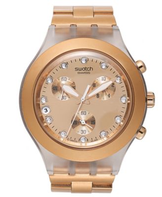 Swatch - Unisex Swiss Chronograph Full-Blooded Caramel Rose Gold-Tone Bracelet Watch 43mm SVCK4047AG