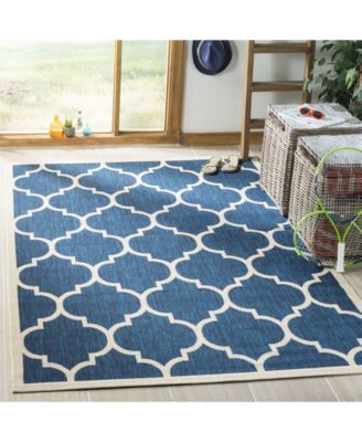 Courtyard CY6914 Navy and Beige 5'3" x 7'7" Sisal Weave Outdoor Area Rug