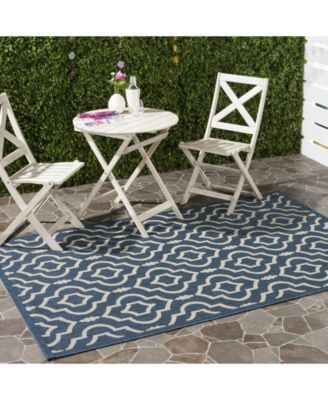 Courtyard CY6926 Navy and Beige 5'3" x 7'7" Sisal Weave Outdoor Area Rug