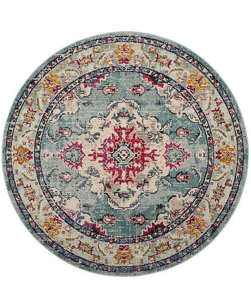 Safavieh Monaco Light Blue And Fuchsia 6 7 X 6 7 Round Area Rug Reviews Rugs Macy S