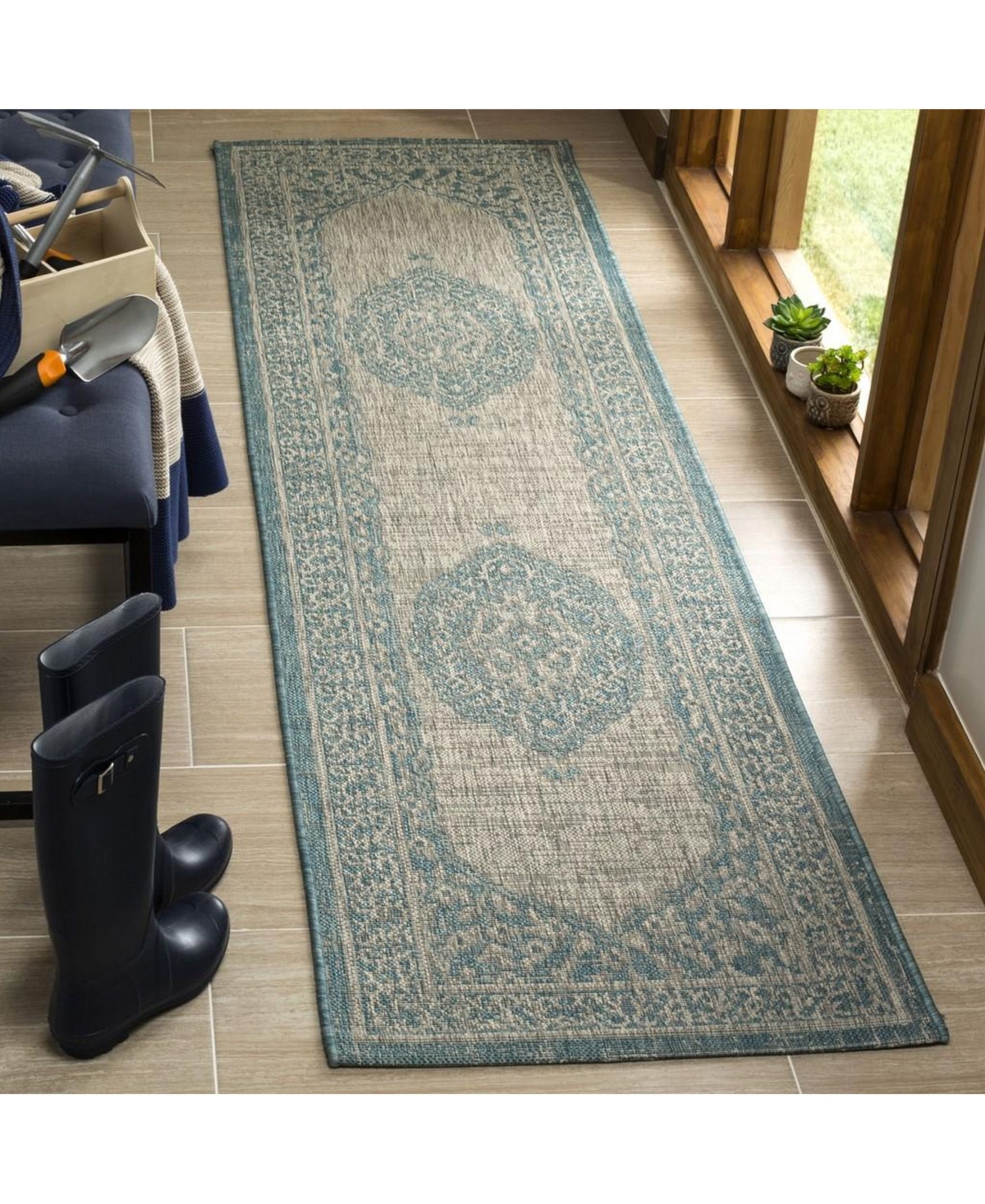 Safavieh Courtyard CY8751 Light Grey and Aqua 2'3