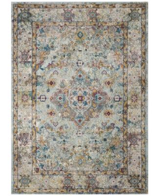 Aria Beige and Blue 5'1" x 7'6" Area Rug