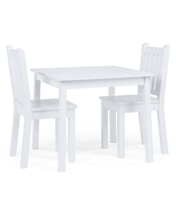 Kids Wood Table, Large and 2 Chairs, White