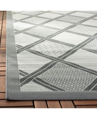 Courtyard CY7570 Light Gray and Anthracite 5'3" x 7'7" Sisal Weave Outdoor Area Rug