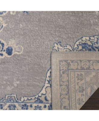 Brentwood BNT867 Light Gray and Blue 5'3" x 7'6" Area Rug