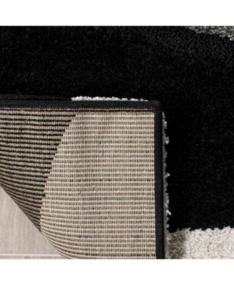 Florida Shag SG475 Gray and Black 5'3" x 7'6" Area Rug