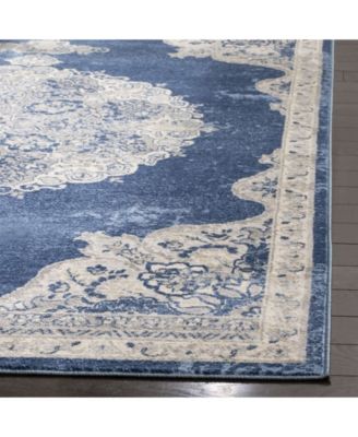 Brentwood BNT867 Navy and Light Gray 5'3" x 7'6" Area Rug