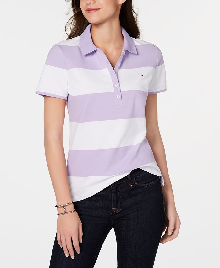 Tommy Hilfiger Striped Polo Top & Reviews - Tops - Women - Macy's