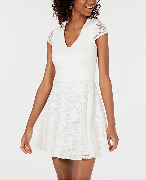 B Darlin Juniors Lace Tie Back Fit Flare Dress Reviews