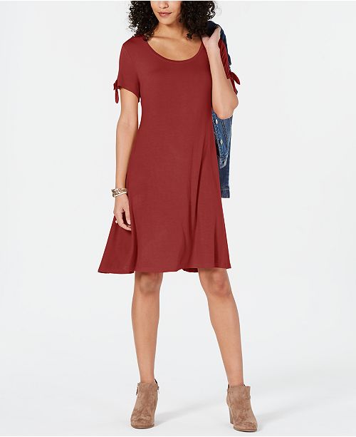 Style Co Petite Tie Sleeve Swing Dress Created For Macy S