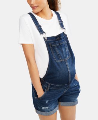 Indigo Blue Maternity Denim Overalls In 