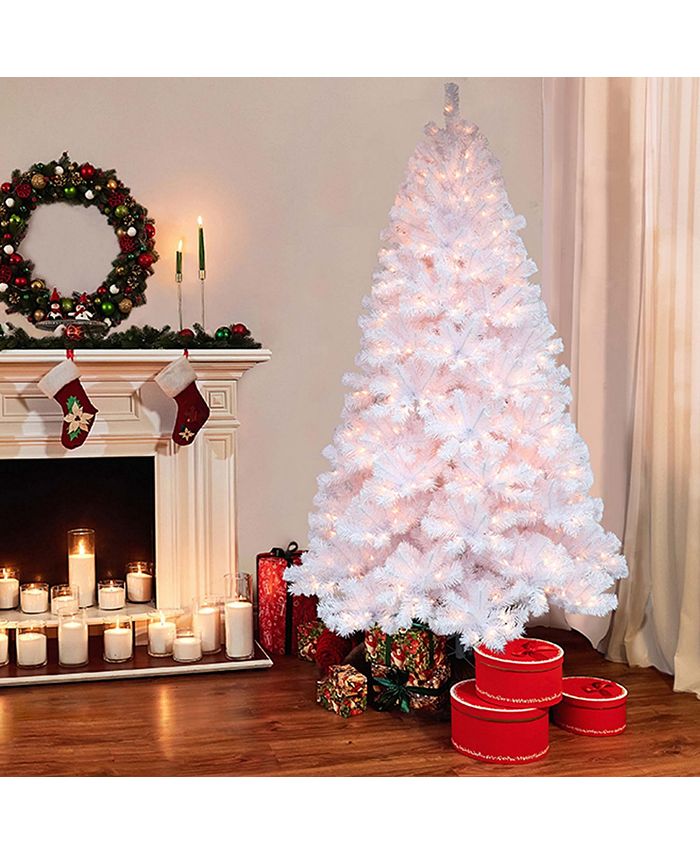Puleo International 7.5 ft. Prelit Noble Fir White Artificial