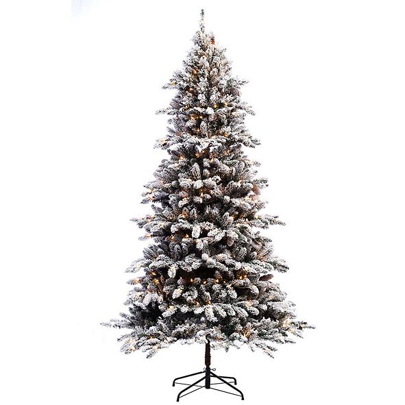 Puleo International 7.5 ft Prelit Flocked Birmingham Fir Artificial