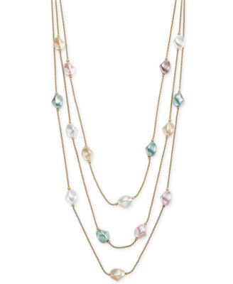 Charter Club - Gold-Tone Imitation Baroque Pearl Layered Necklace, 20" + 2" extender