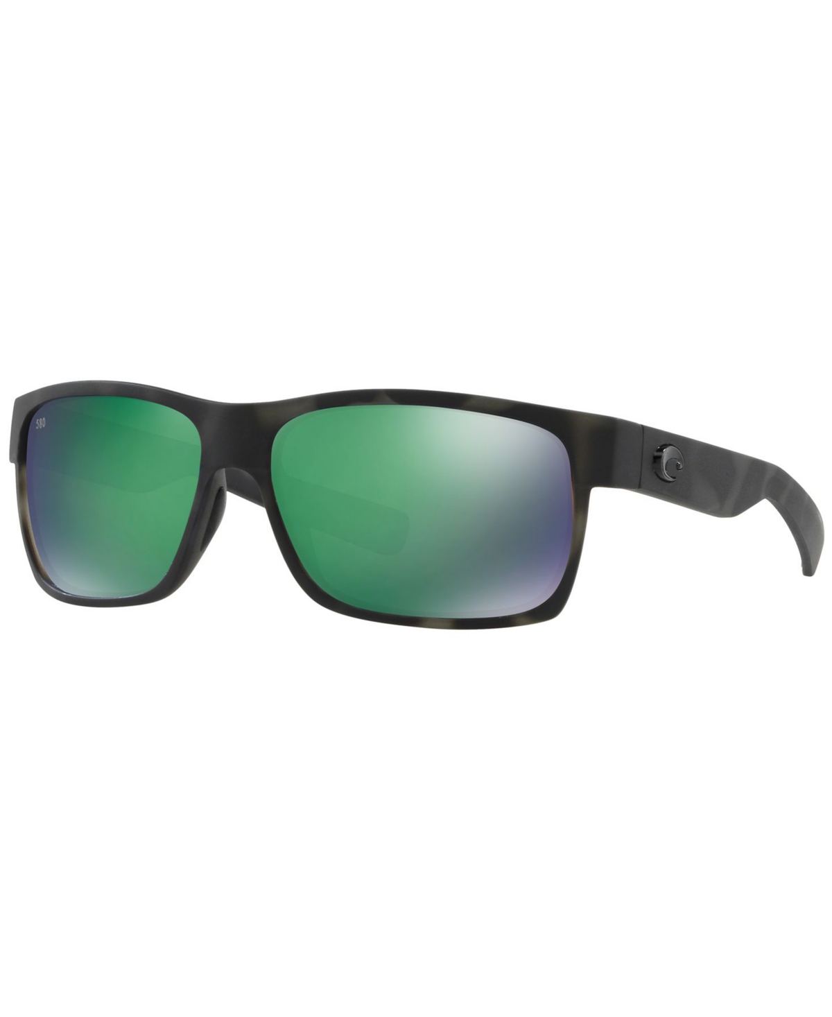 Costa Del Mar Polarized Sunglasses, Half Moon In Black,green Mirror