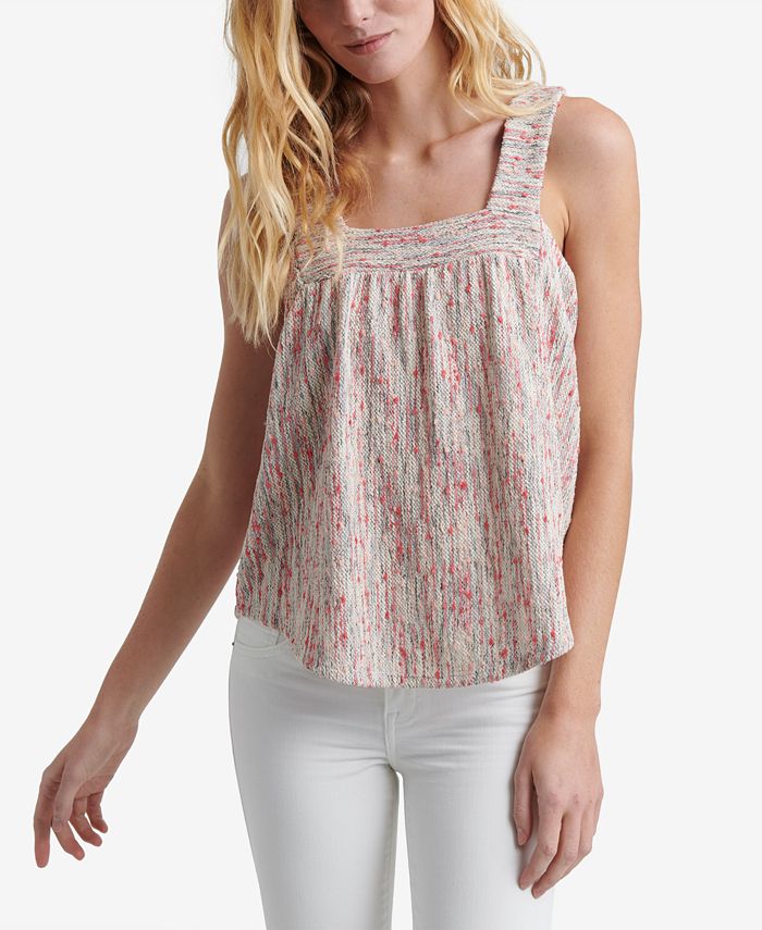 Lucky Brand Textured Square-Neck Top - Macy's