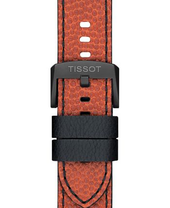 Tissot - Men's Swiss Chronograph XL NBA Collector Orange Leather Strap Watch 45mm