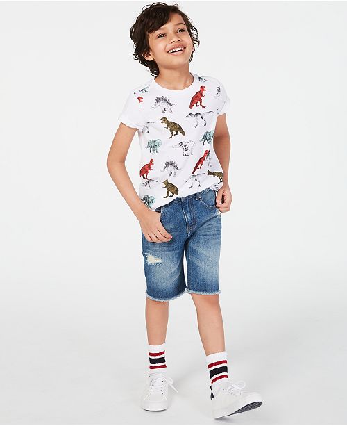 Epic Threads Little Boys Dinosaur T Shirt Destroyed Denim Shorts