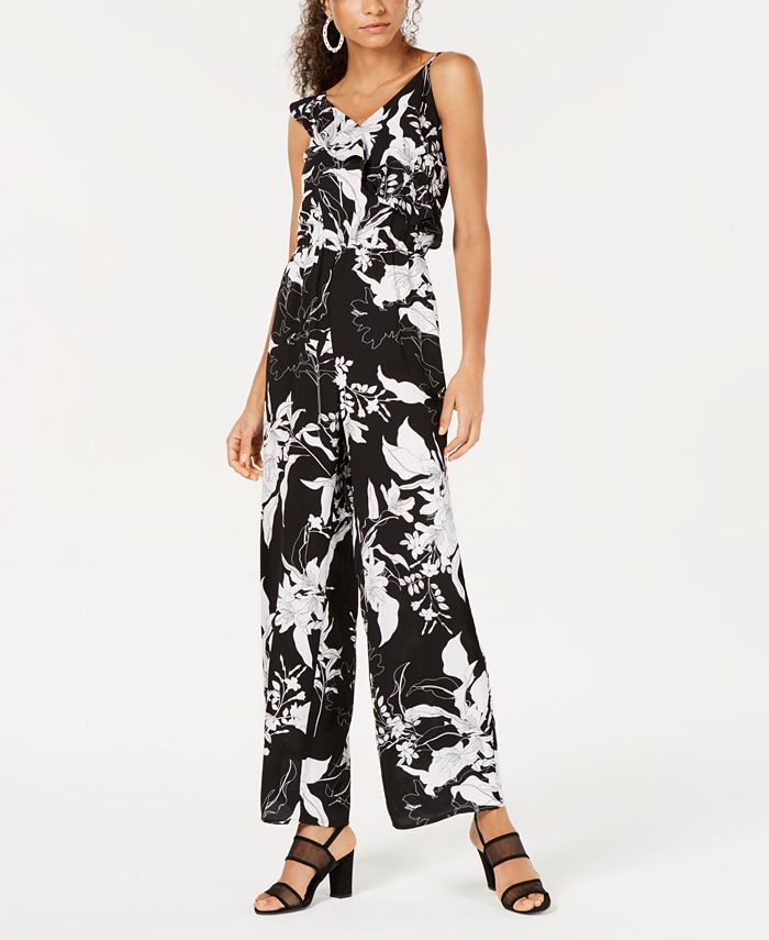 Bar III Printed Ruffle Jumpsuit, Created for Macy's Macy's