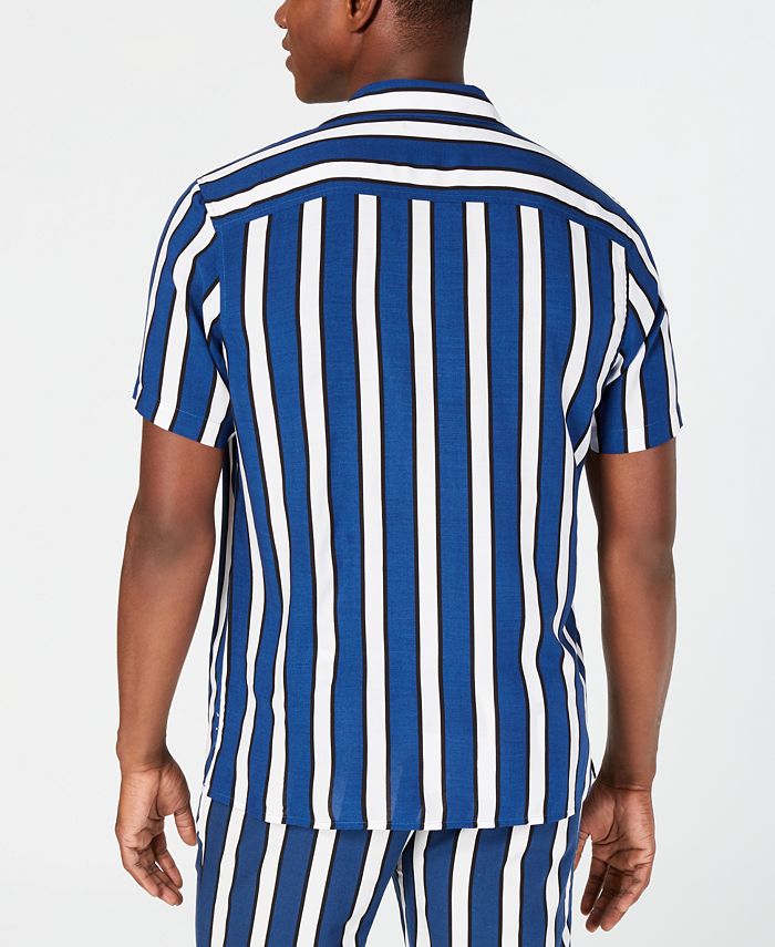 INC International Concepts INC Men's Camp Collar Striped Shirt, Created ...