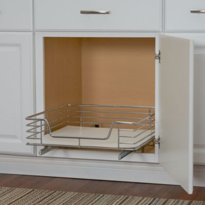 Design Trend 20" Extended Depth 1-Tier Single Sliding Under Cabinet Shelf 